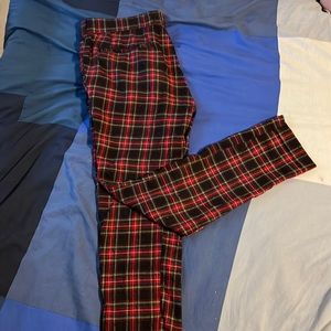 Black Plaid Straight Leg Pants